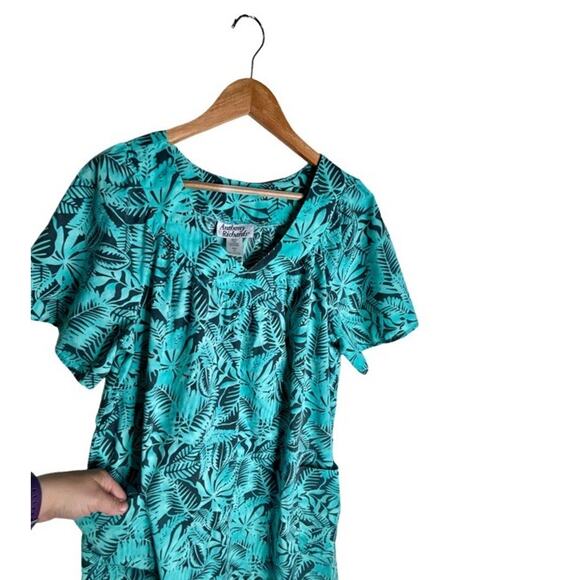 Anthony Richard Mumu Hawaiian Vintage Large Pockets Blue Gray Ferns Ruffle Hem - Picture 3 of 9
